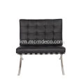 កៅអីស្បែកខ្មៅម៉ាក Knoll Barcelona ជាមួយអូតូម៉ង់